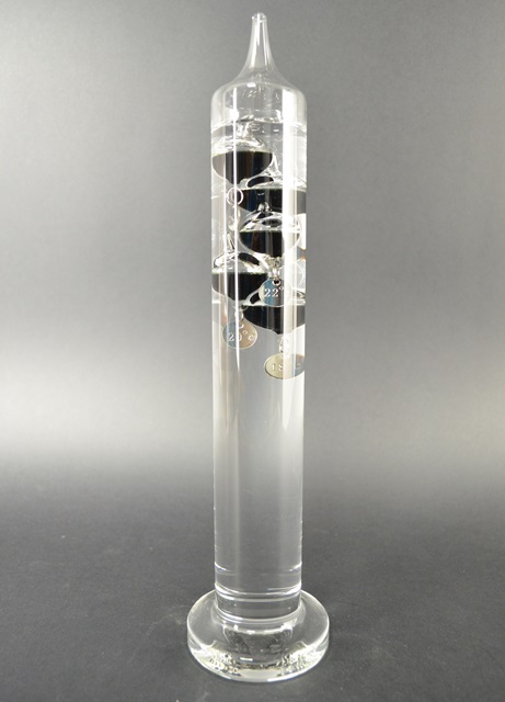 Galileo Thermometer 34 cm, zwarte vloeistofbollen