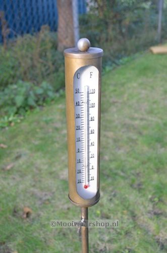Thermometer op tuinprikker, staal