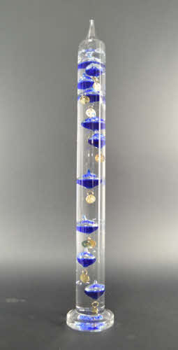 Galileo Thermometer 52 cm, blauwe vloeistofbollen