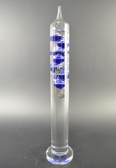 Galileo Thermometer 42 cm, blauwe vloeistofbollen