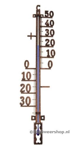 Buitenthermometer metaal, koperkleurig