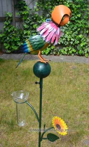 Regenmeter Vogel met Bloem