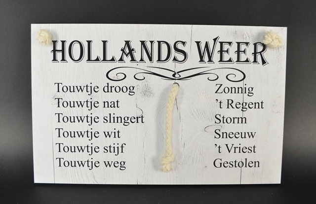 Hollands weertouwtje, wit houtnerfmotief, met wit touwtje