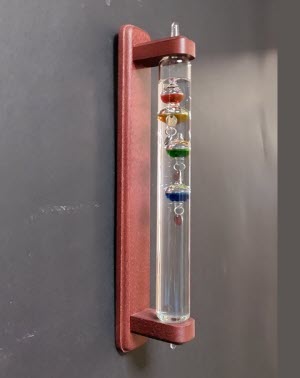 Galileo Thermometer Wandmontage 35 cm, mahonie