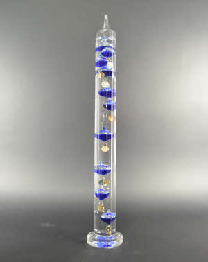 Galileo Thermometer 52 cm, blauwe vloeistofbollen