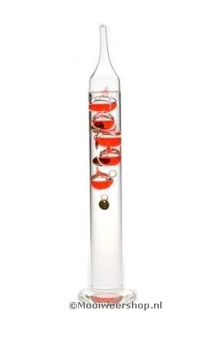 Galileo Thermometer 28 cm -rode bollen