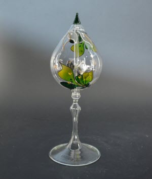 Lichtmolen staand druppelvorm, 80 mm, groene orchidee-motief