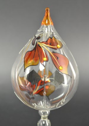 Lichtmolen staand druppelvorm, 80 mm, perzik orchidee-motief