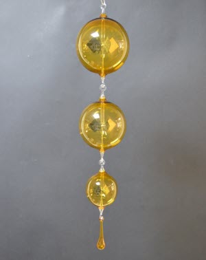 Lichtmolen hangend, rond, 60 mm, geel + druppel, gecombineerd met andere maten