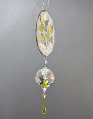 Ovalen Raamhanger met lichtmolen Orchidee, groen
