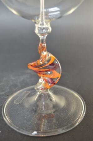 Lichtmolen staand, 22 cm, 80 mm, gedraaide oranje/paarse steel