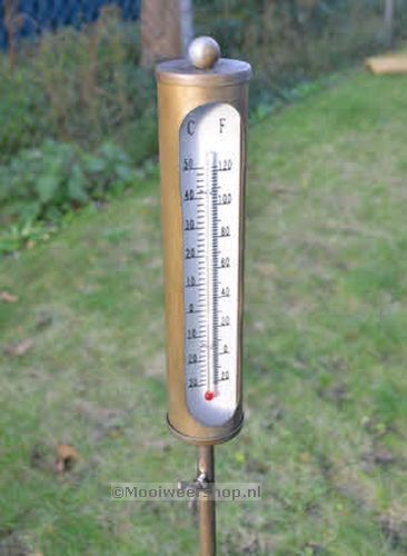 Thermometer op tuinprikker, staal