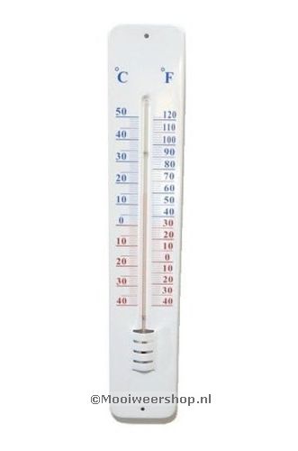 Thermometer op metalen wandplaat