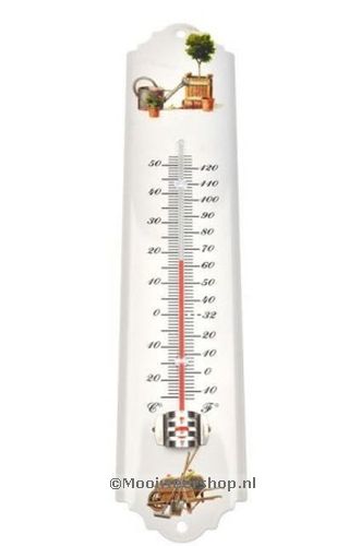 Thermometer metaal, tuinmotief