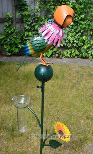 Regenmeter Vogel met Bloem