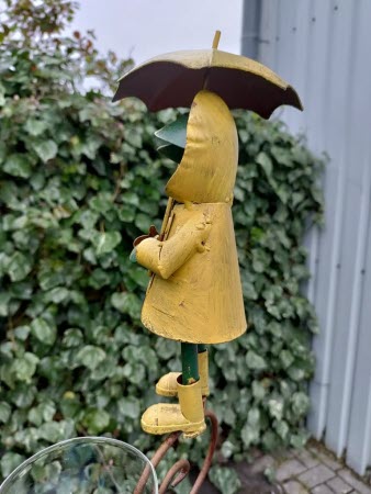 Regenmeter Kikker met Paraplu – Handgemaakt metaal & glas