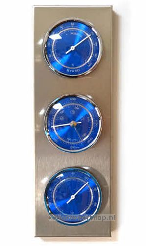 Buitenthermometer Weerstation RVS, blauwe meters