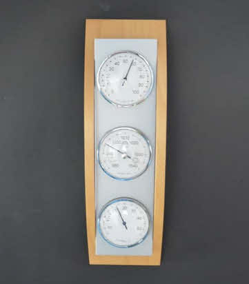 Barometer Beuken + Aluminiumkleur - Weerstation met Thermometer en Hygrometer