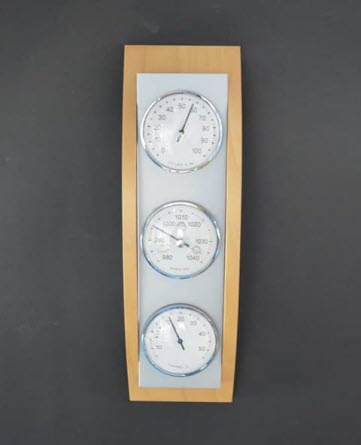 Barometer Beuken + Aluminiumkleur - Weerstation met Thermometer en Hygrometer
